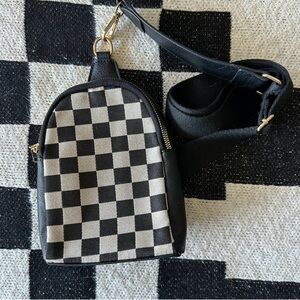 Checkered Black and White Crossbody Sling Bag